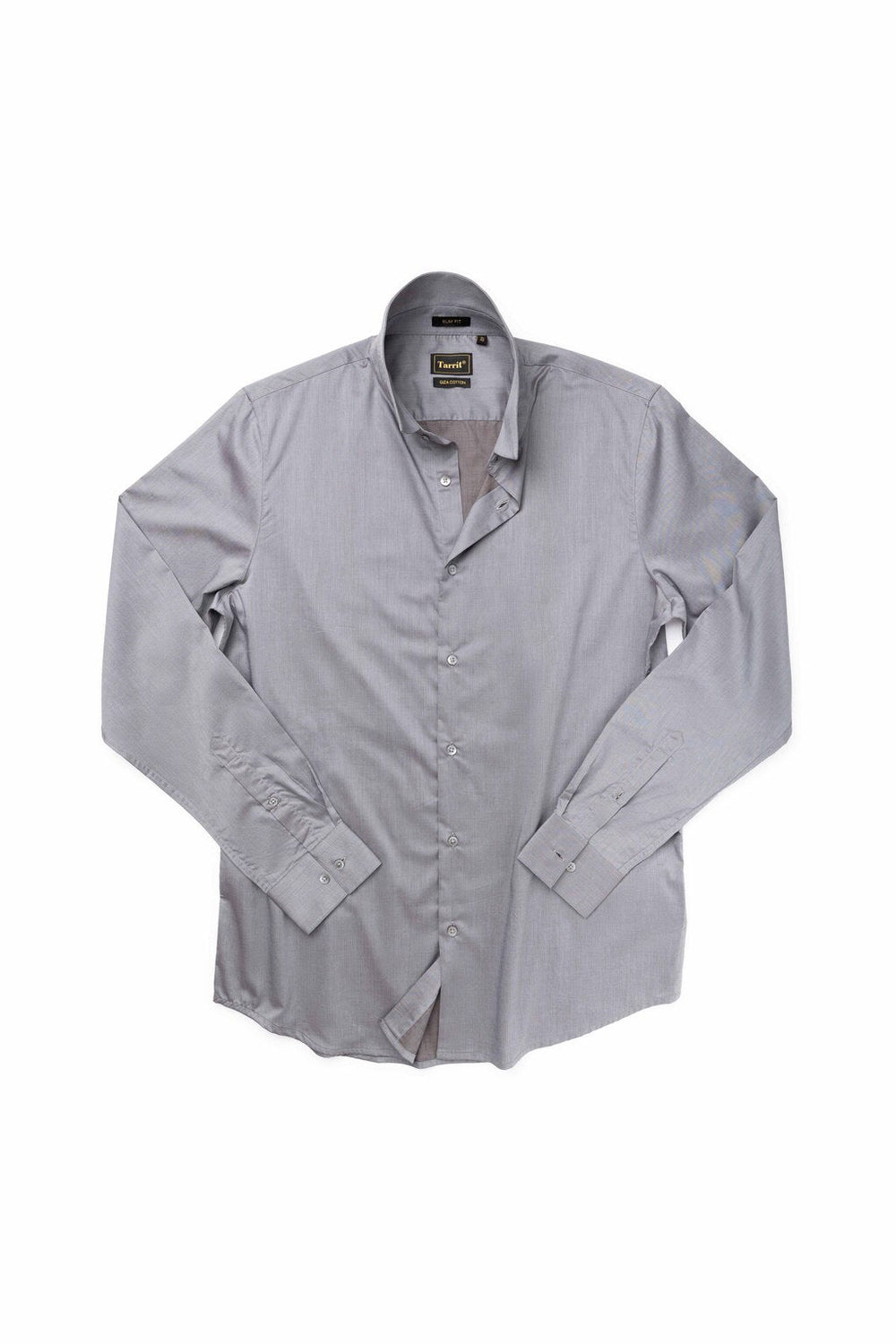 A genuine Tarrit Egyptian cotton shirt for men showing the fine weave and structured collar to check when buying
