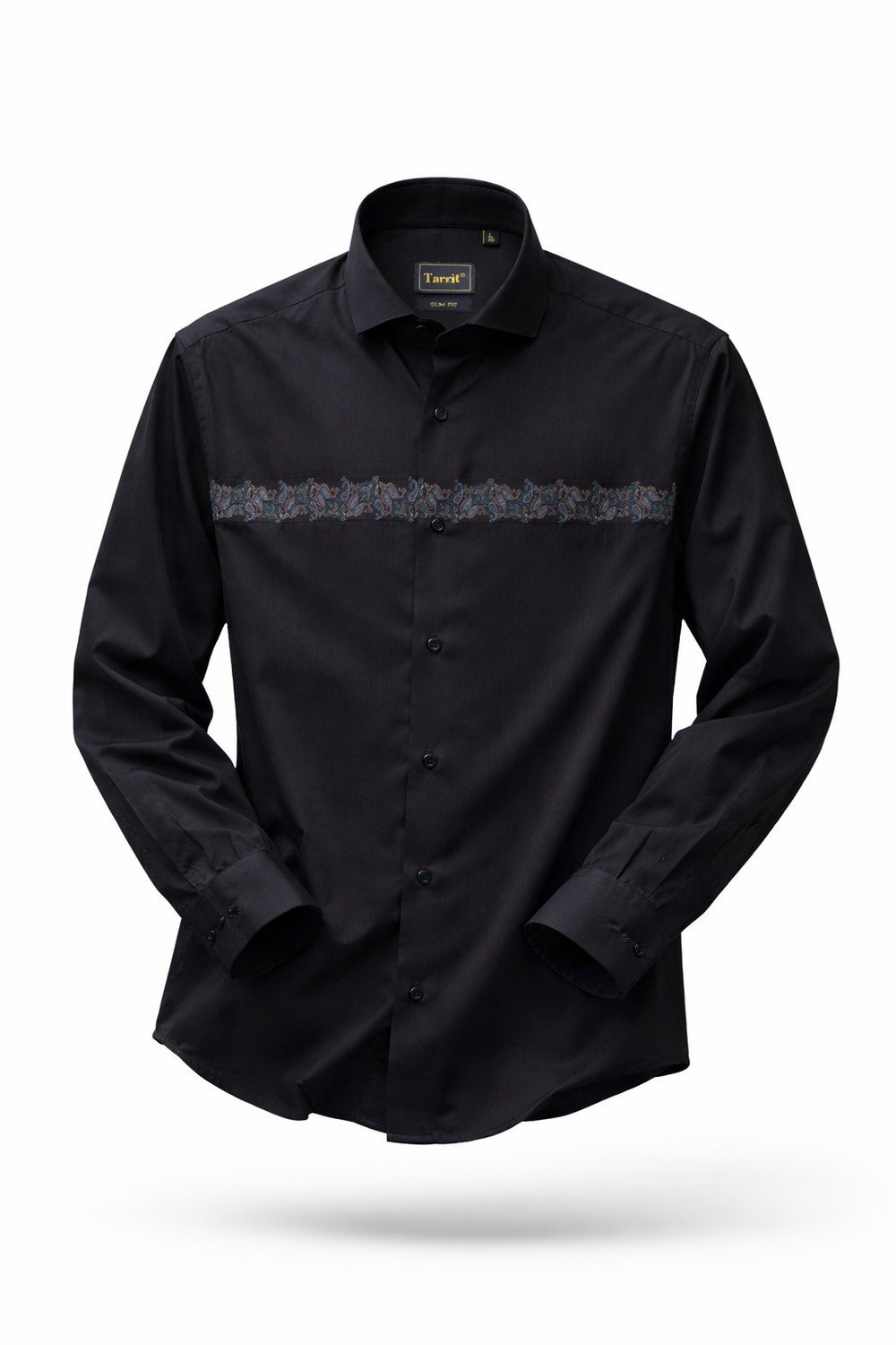 Close view of a Tarrit Egyptian cotton shirt's fine weave, showing fibre and weave matter more than thread count