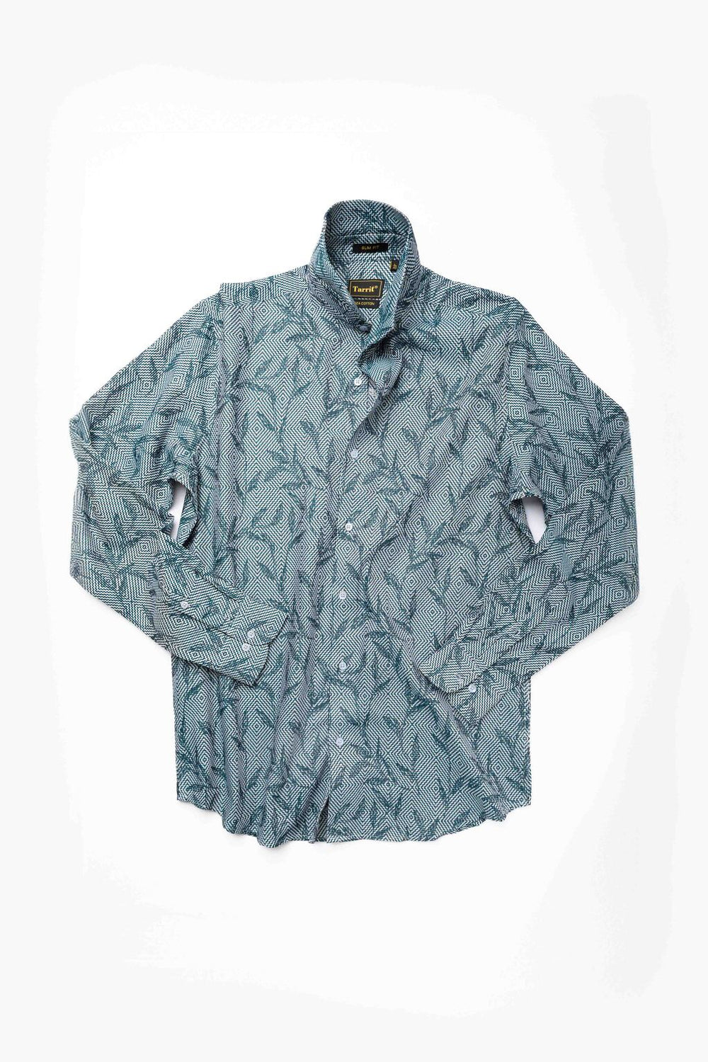 A Tarrit jacquard shirt being cared for to protect its woven texture — washed gentle and ironed inside out