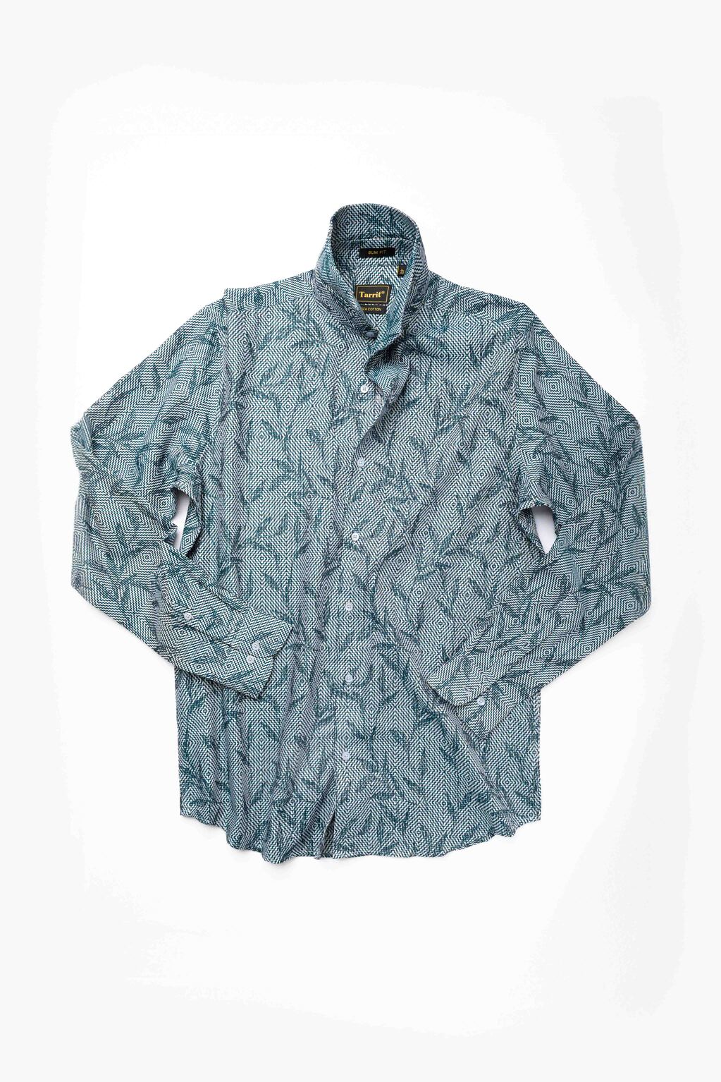 A Tarrit jacquard shirt being cared for to protect its woven texture — washed gentle and ironed inside out