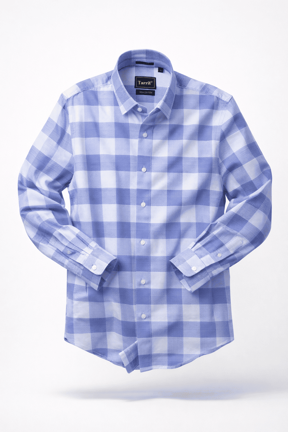 Micro check and plaid check shirt patterns compared close up in Giza cotton
