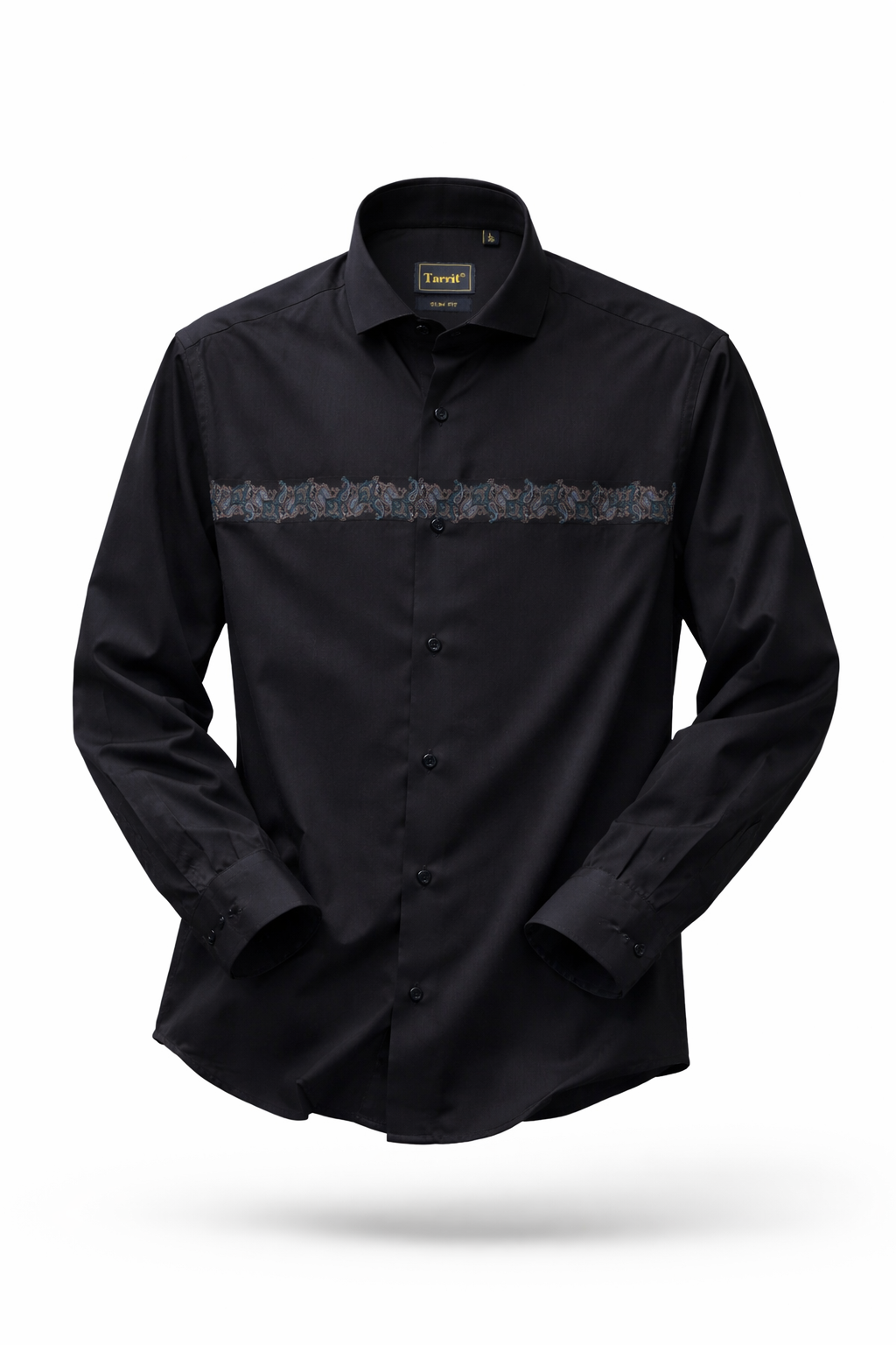 Close view of a Tarrit Egyptian cotton shirt's fine weave, showing fibre and weave matter more than thread count