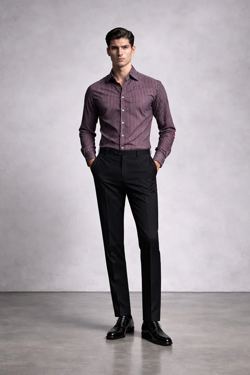 Made to measure shirts being tailored on a man for precise fit and comfort