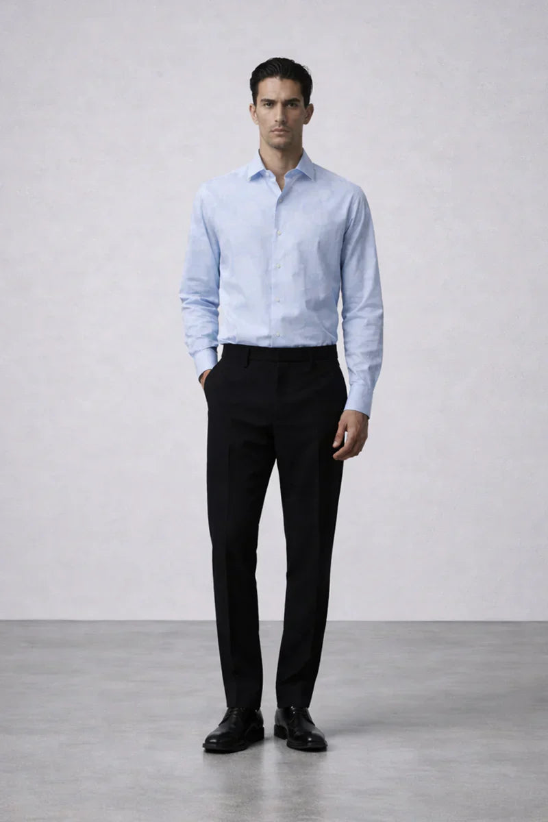 Well-made wedding shirt for groom in India showing structured collar and precise fit