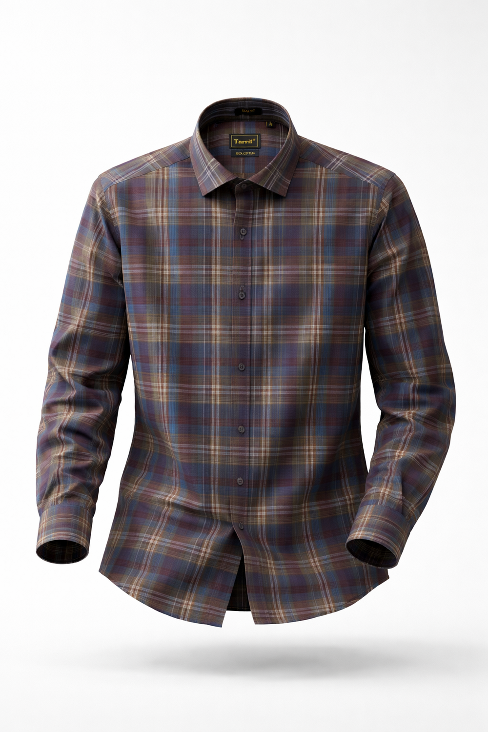 What micro check shirts look like — close-up of fine tonal Giza cotton check weave