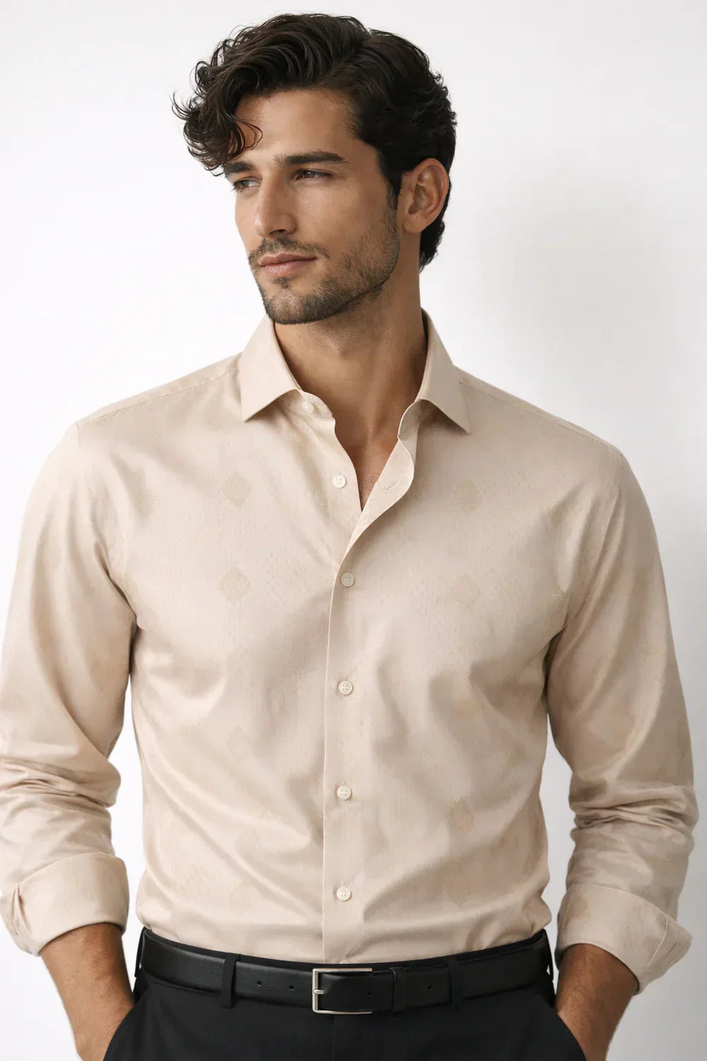 premium giza cotton formal shirt for men with structured fit for wedding dressing