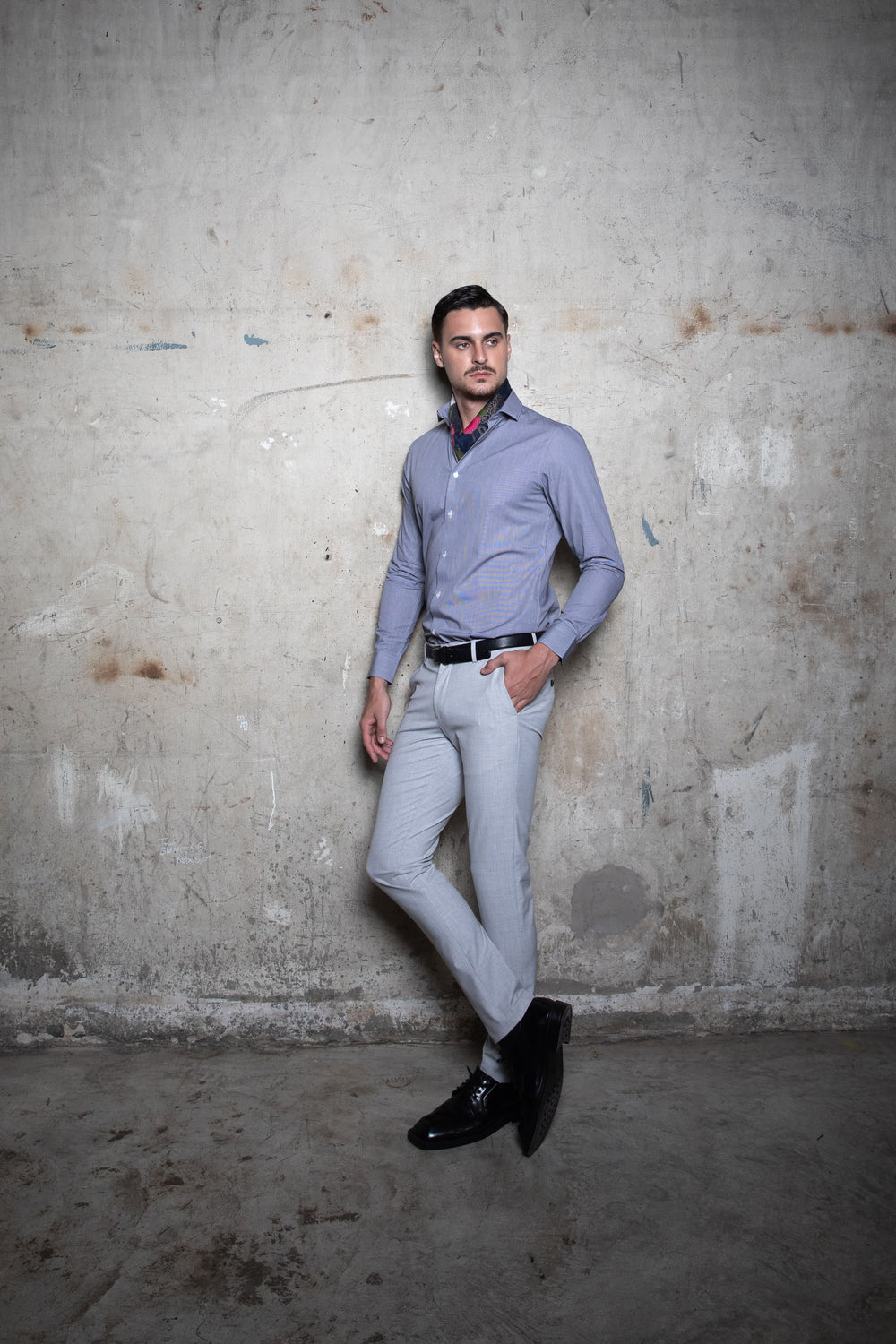 Close-up of a Tarrit Giza cotton striped shirt showing crisp aligned stripes and fine stitching