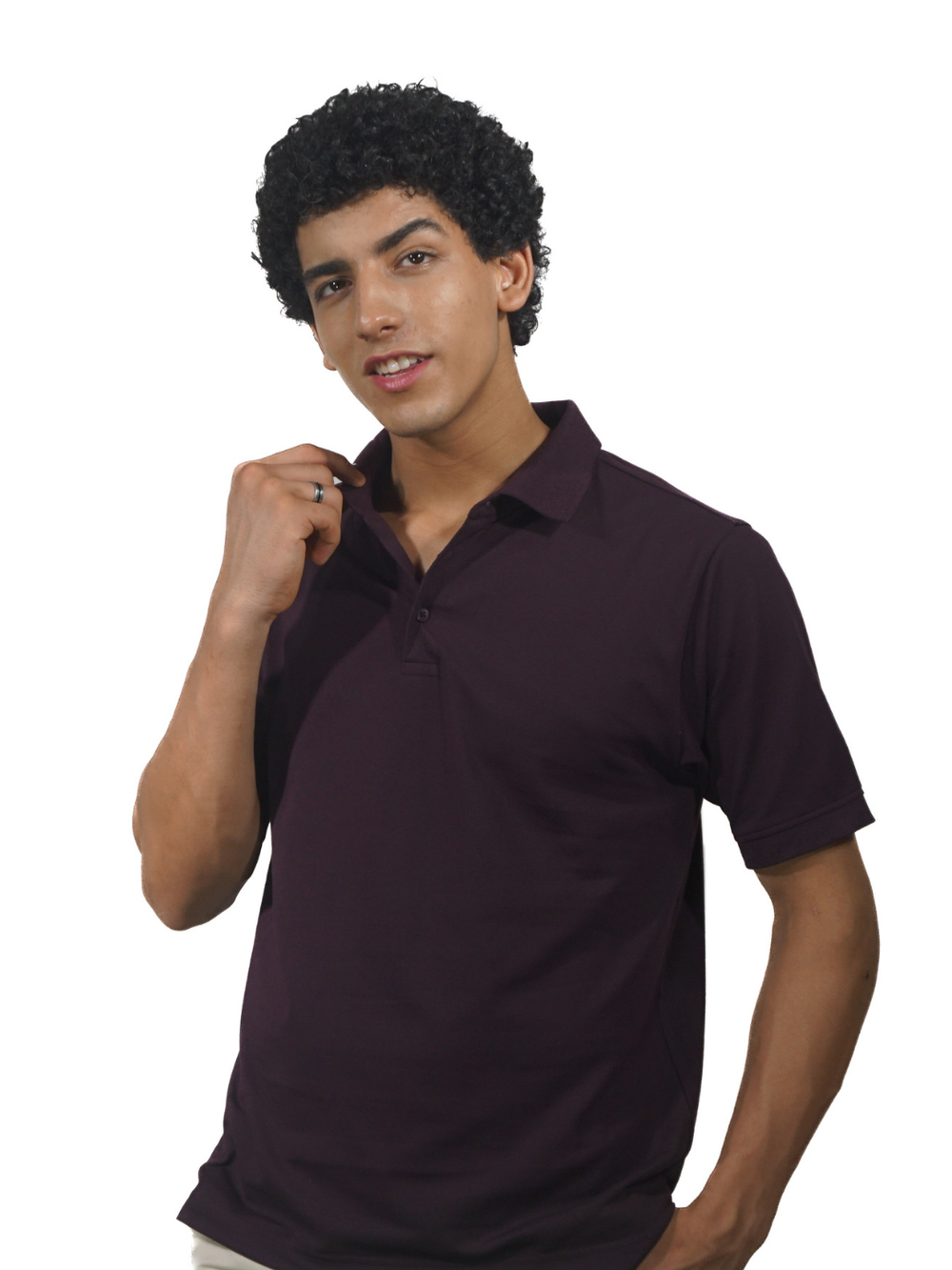 COTTON WINE KNIT POLO shirt for Men