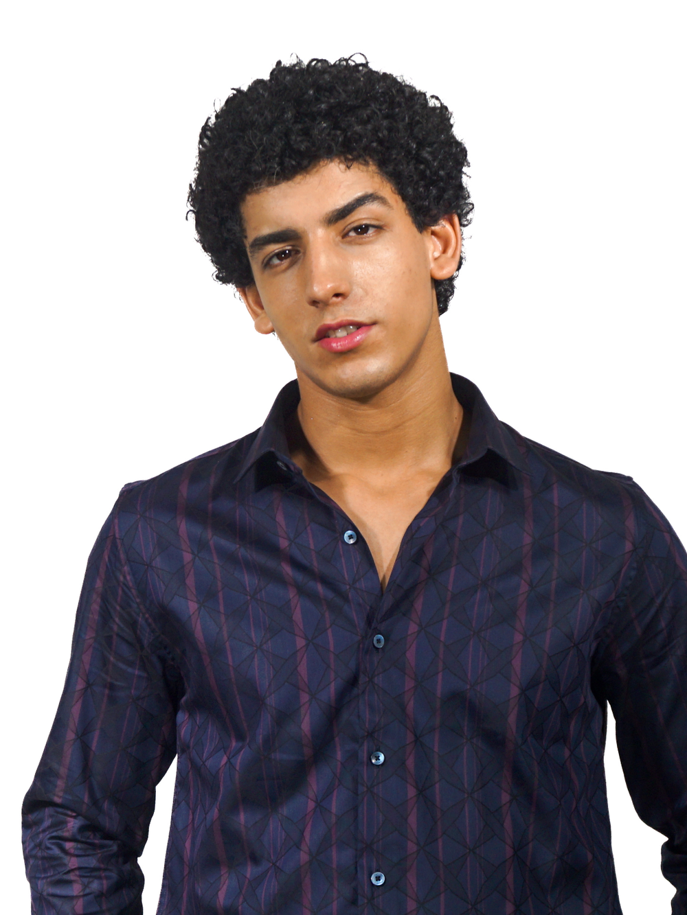 Giza Pink Stripe Diamond Jacquard Long Sleeve Shirt for Men