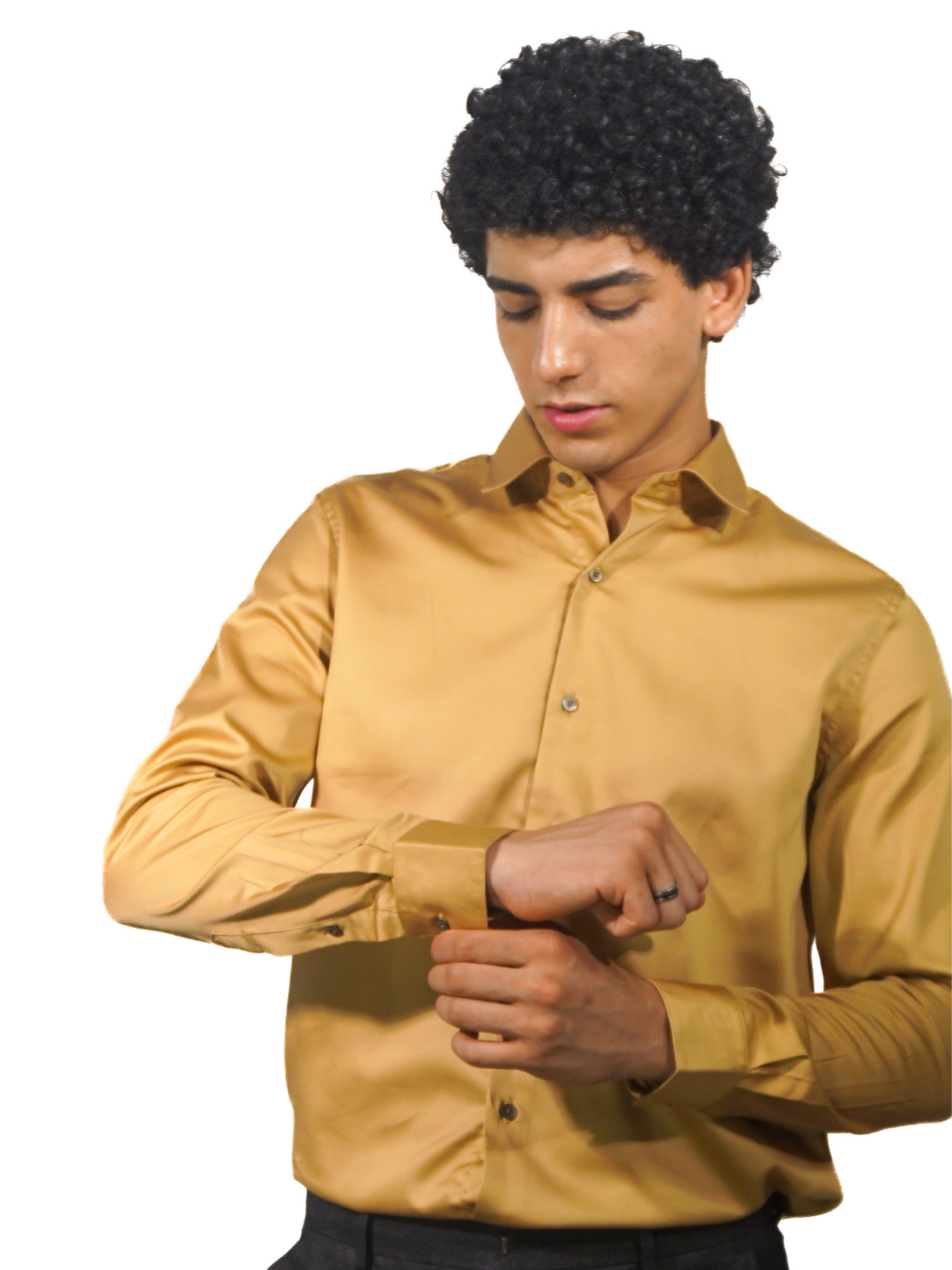 Giza Solid Mustard Long Sleeve Shirt for men