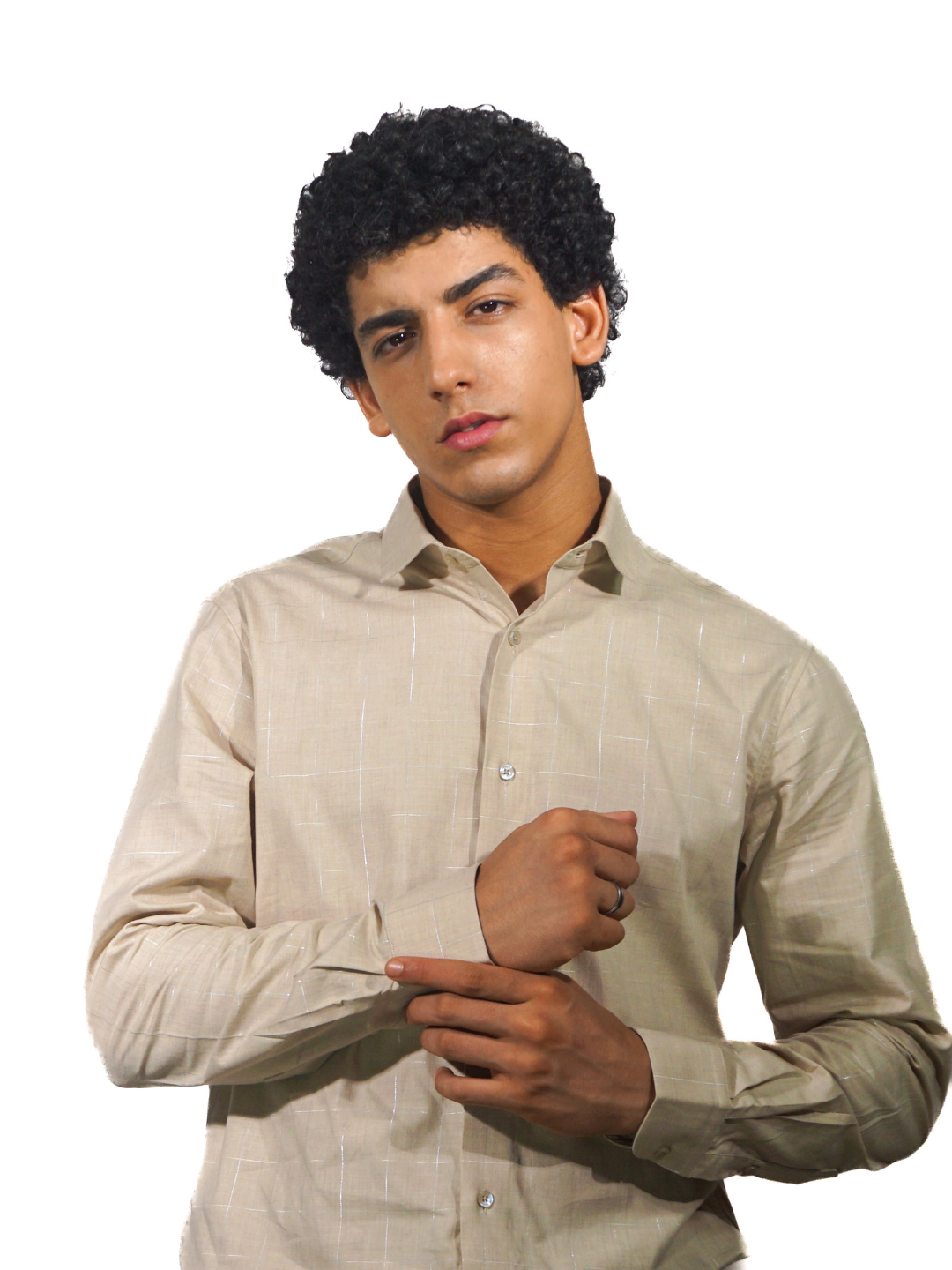 Giza Silver Checks Long Sleeve Shirt for Men