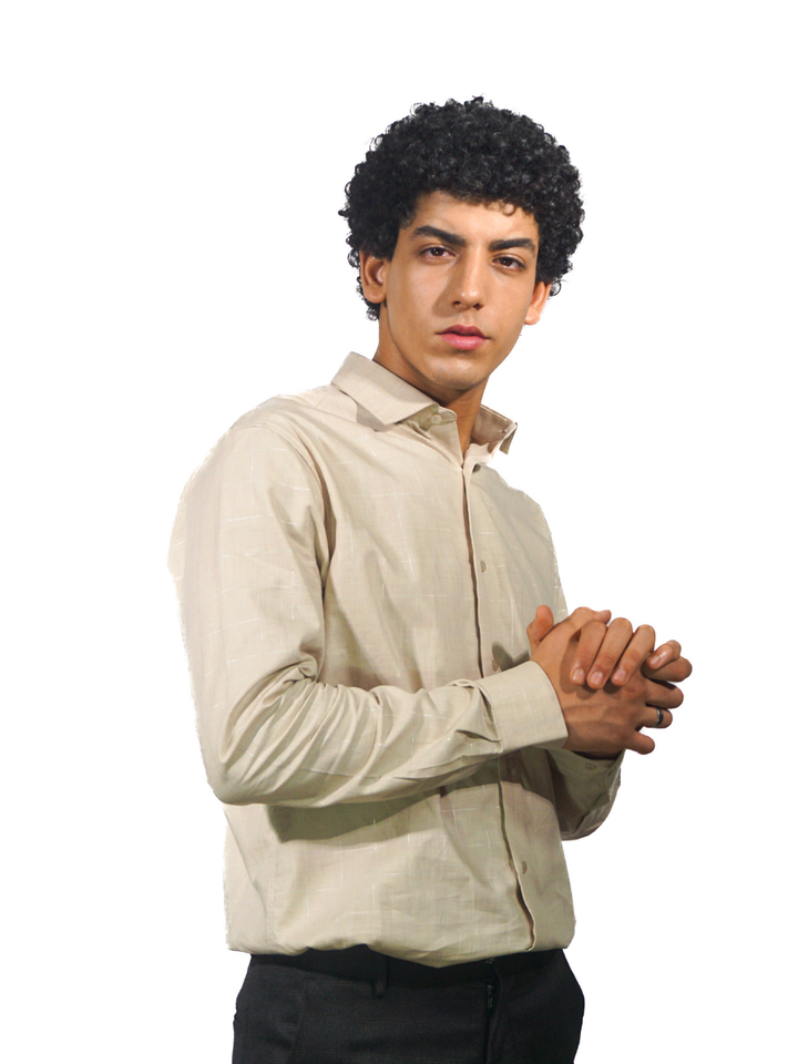 Giza Silver Checks Long Sleeve Shirt for Men