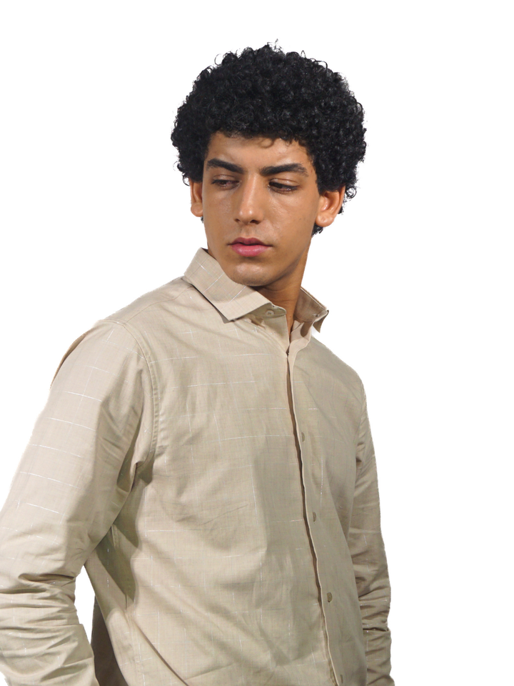 Giza Silver Checks Long Sleeve Shirt for Men