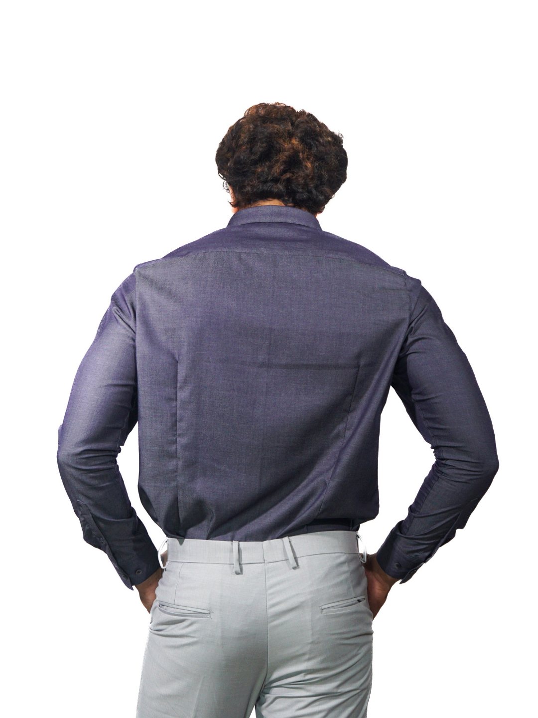 Giza Solid Royal Blue Twill Long Sleeve Shirt