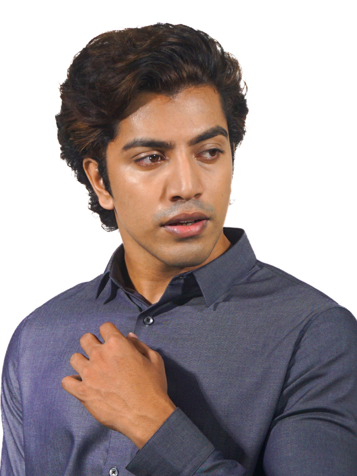 Giza Solid Royal Blue Twill Long Sleeve Shirt