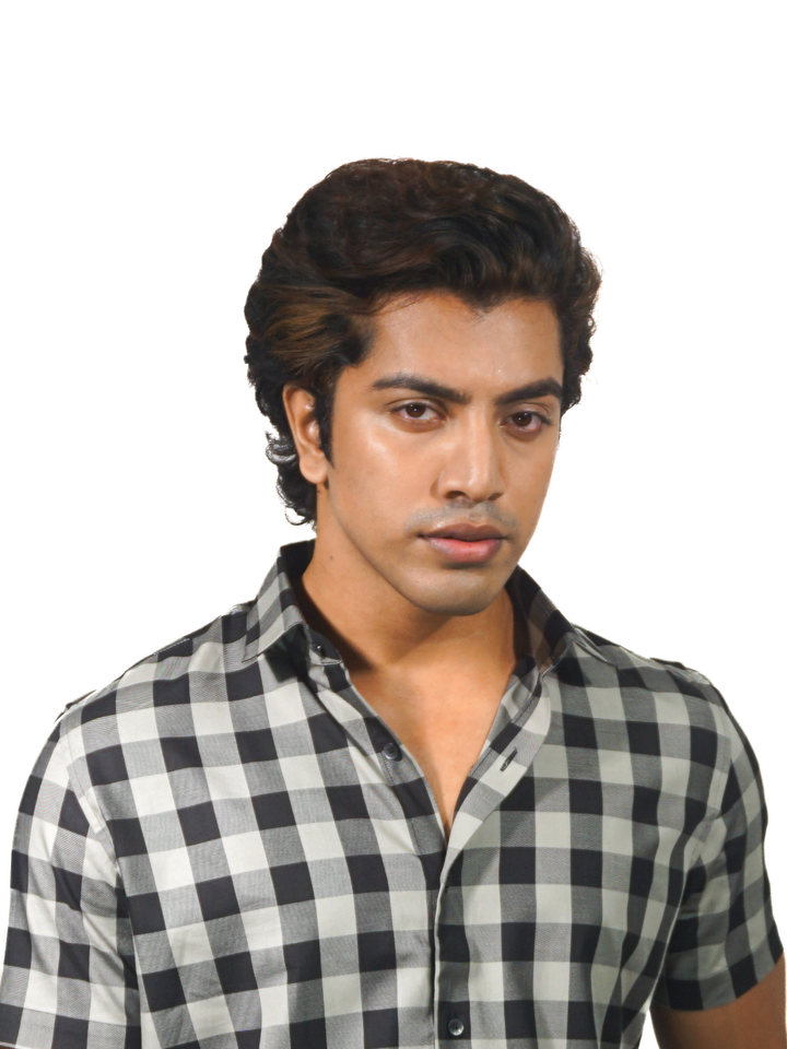 grey black checked shirt men