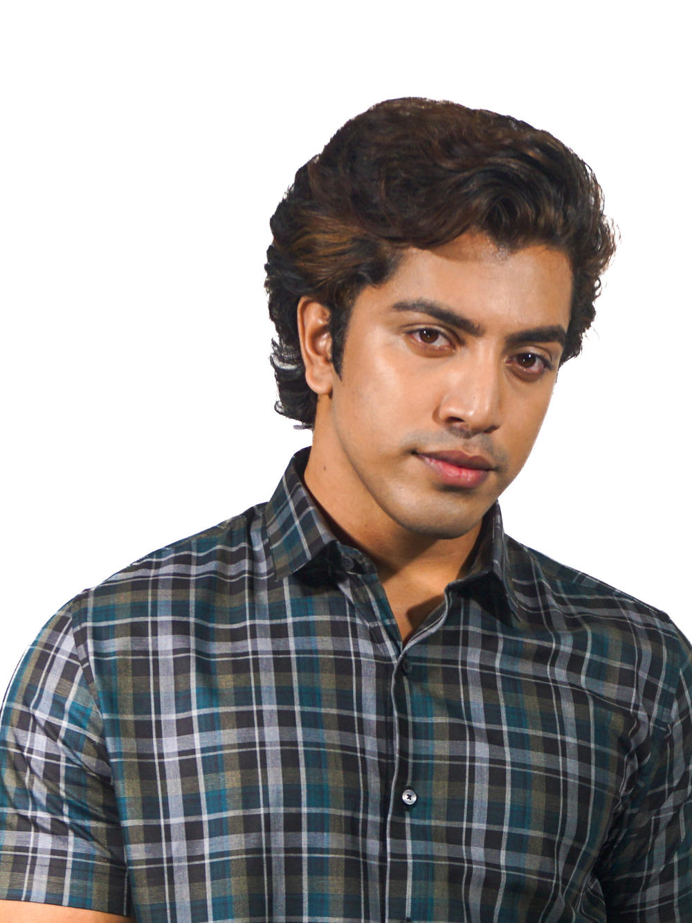 Green Multi Dyed Checks Short Sleeve Shirt for Men