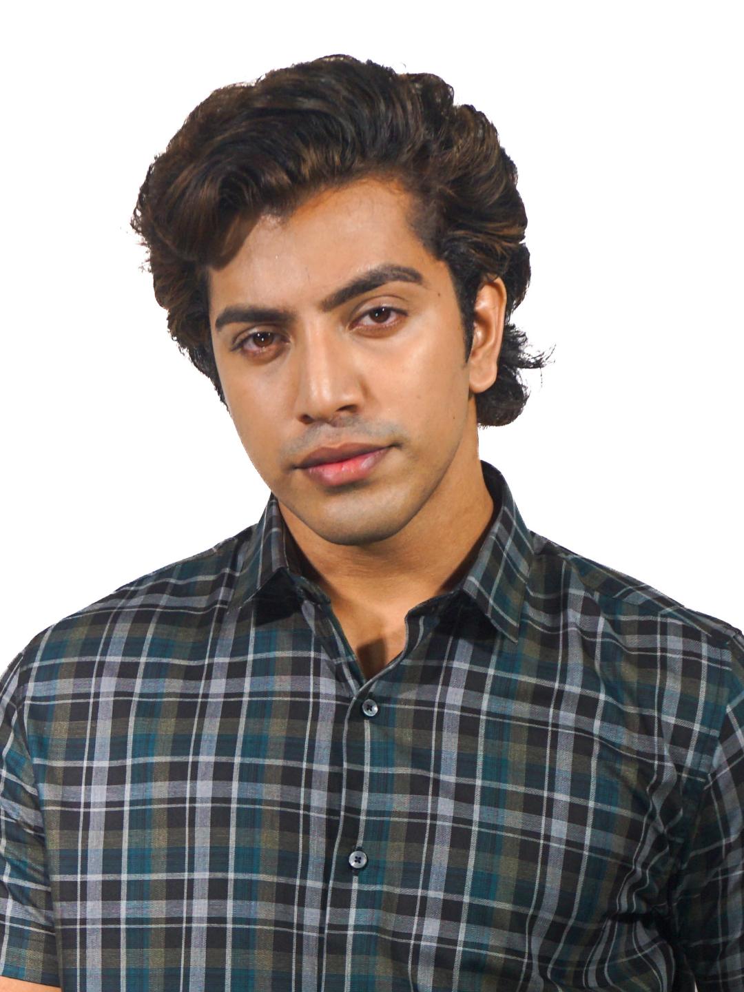 Green Multi Dyed Checks Short Sleeve Shirt for Men