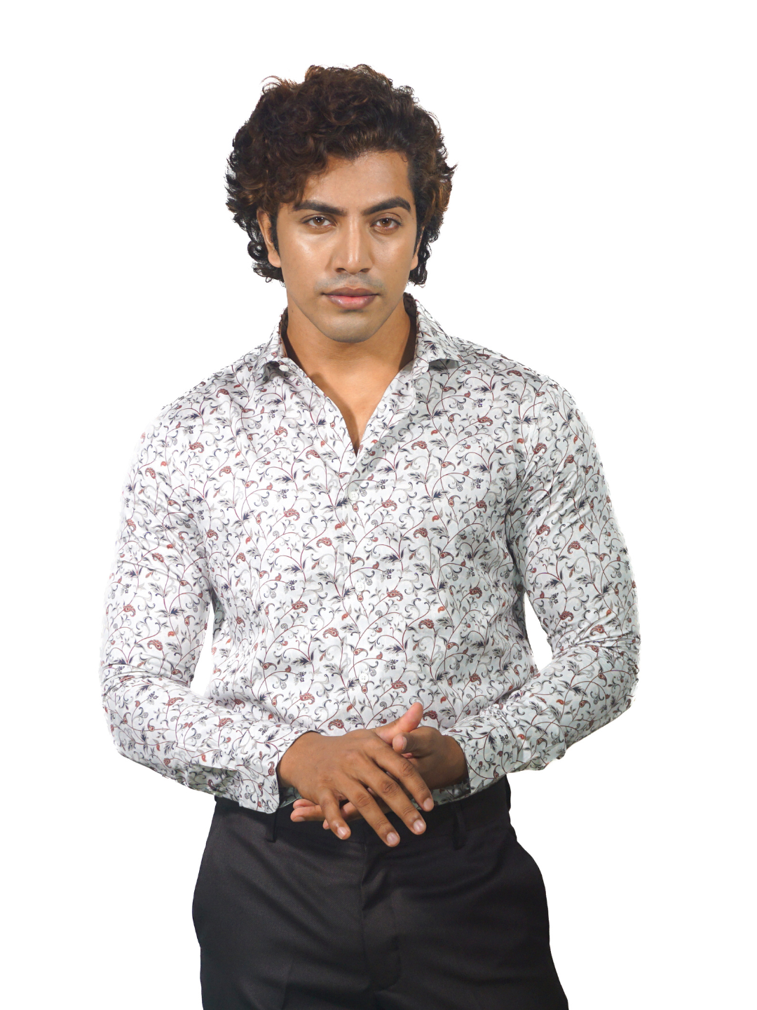 Giza Red Green Multi Color Printed Long Sleeve Shirt for Men