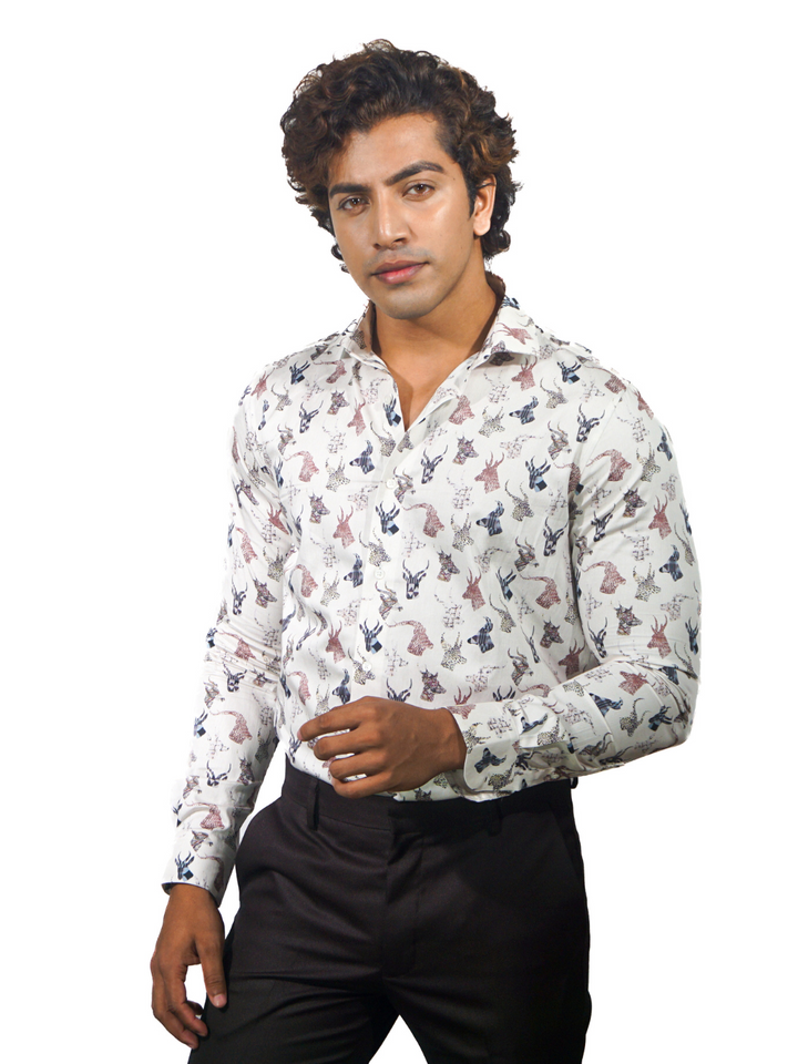 Giza Deer Printed Long Sleeve Shirt for Men