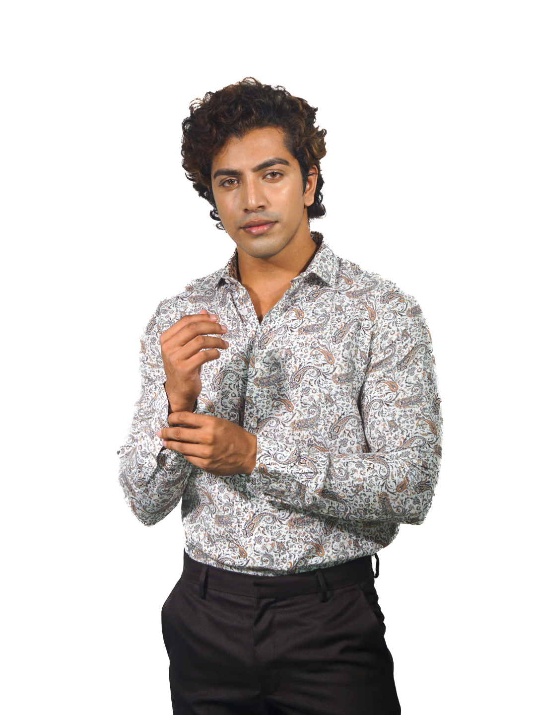 Linen Tadopole Printed Long Sleeve Shirt for Men