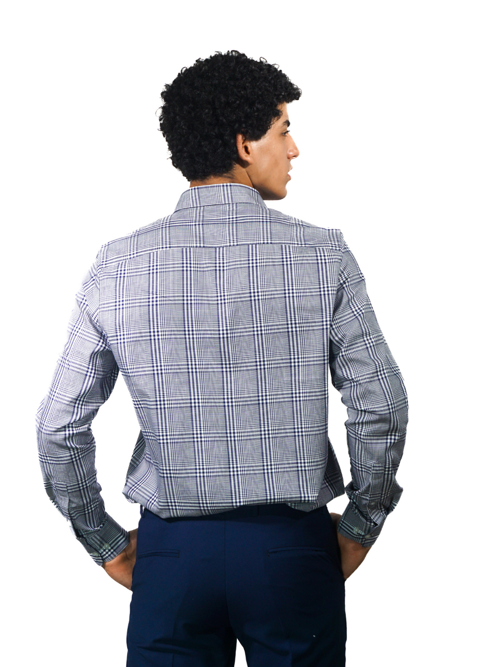 Blue White Checks Long Sleeve Shirt for Men