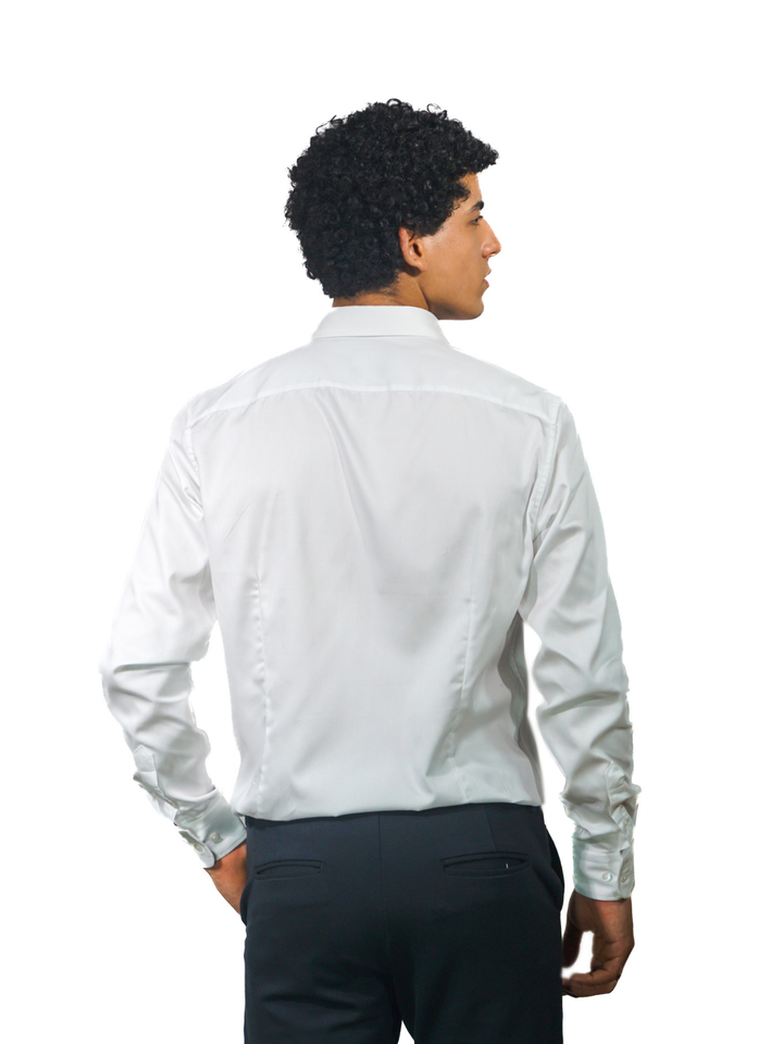 Giza White Grey Engineered Stripe Long Sleeve Shirt for Men