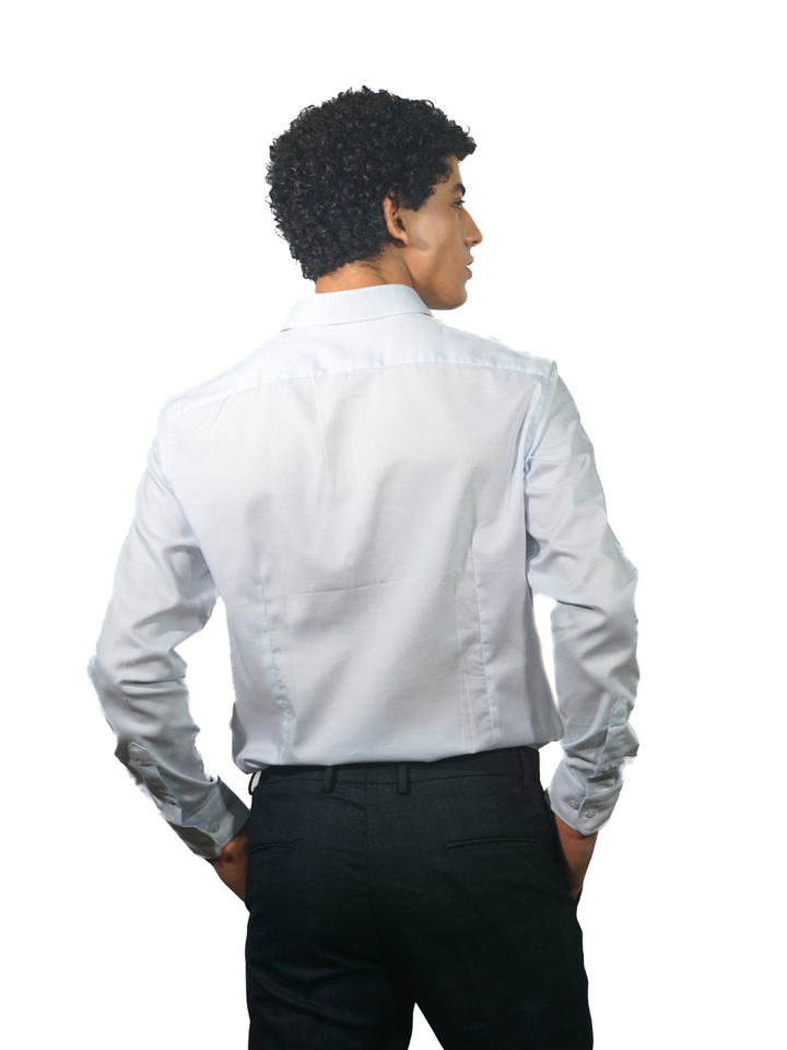 Giza Solid Snow Blue Long Sleeve Shirt