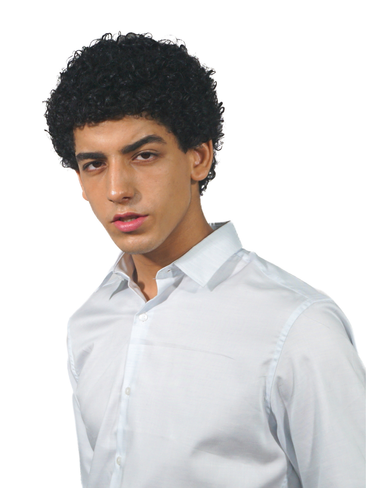 Giza Solid Snow Blue Long Sleeve Shirt