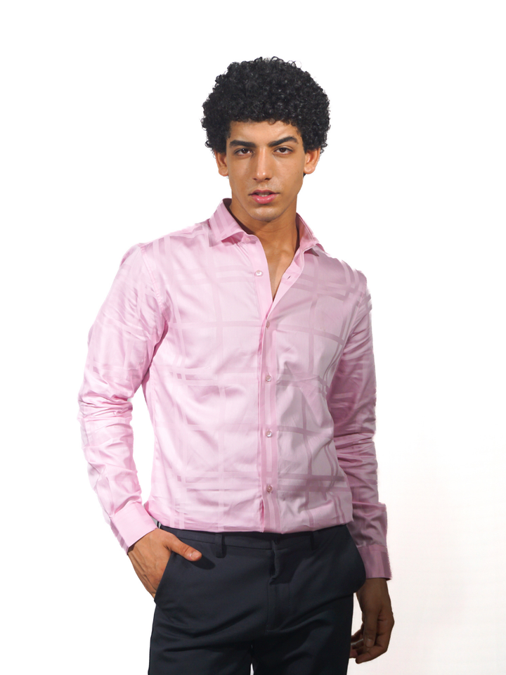 Giza lilac checked shirt for men 