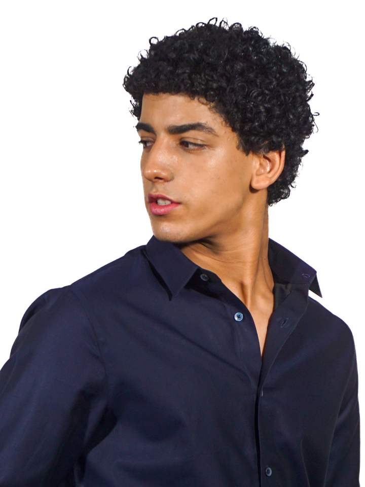 Solid Royal Blue Long Sleeve Shirt for Men