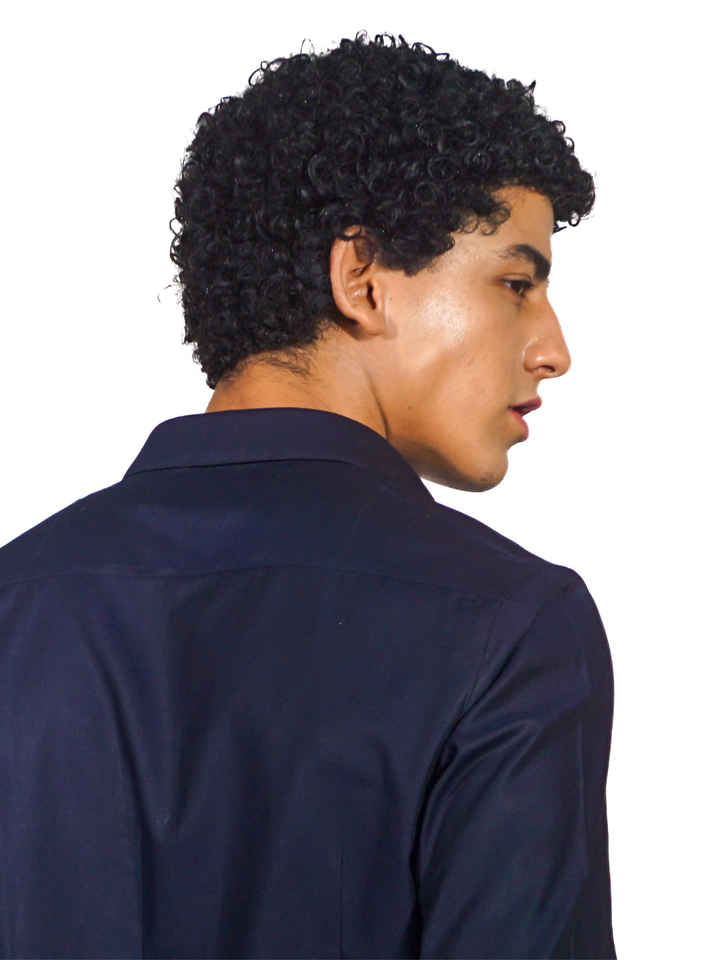 Giza Solid Royal Blue Long Sleeve Shirt