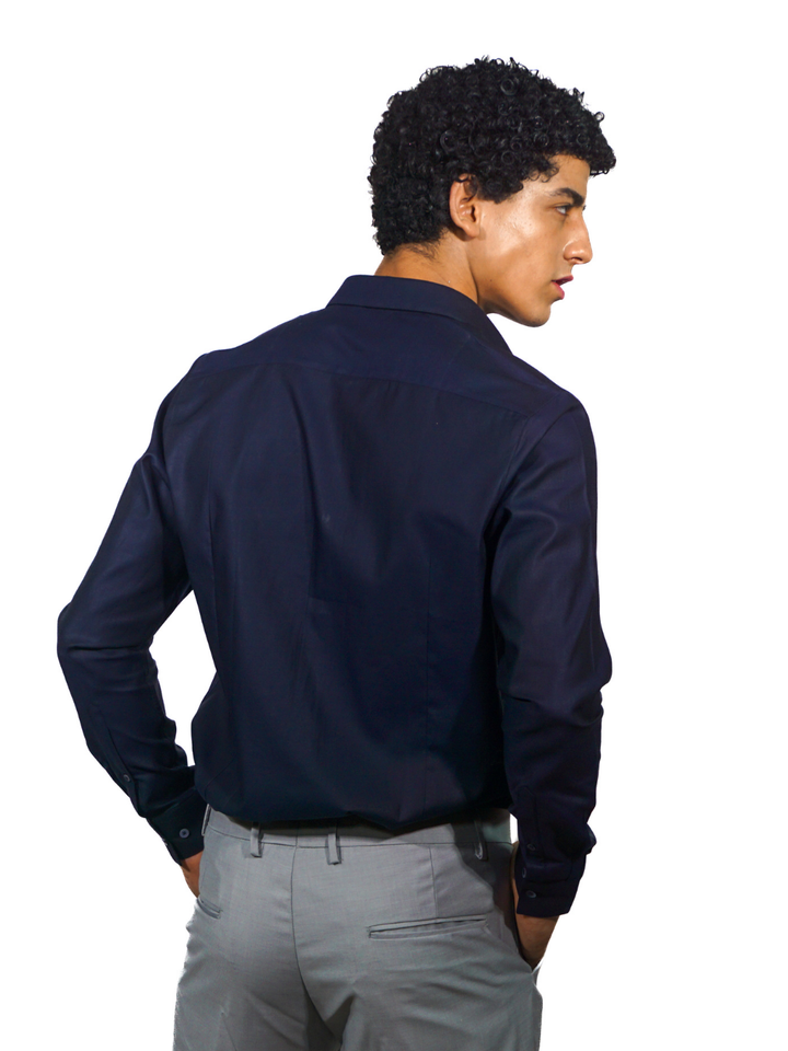 Giza Solid Royal Blue Long Sleeve Shirt