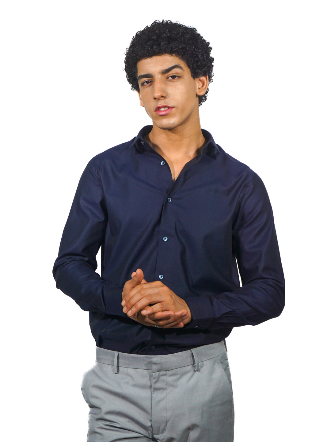 Solid Royal Blue Long Sleeve Shirt for Men