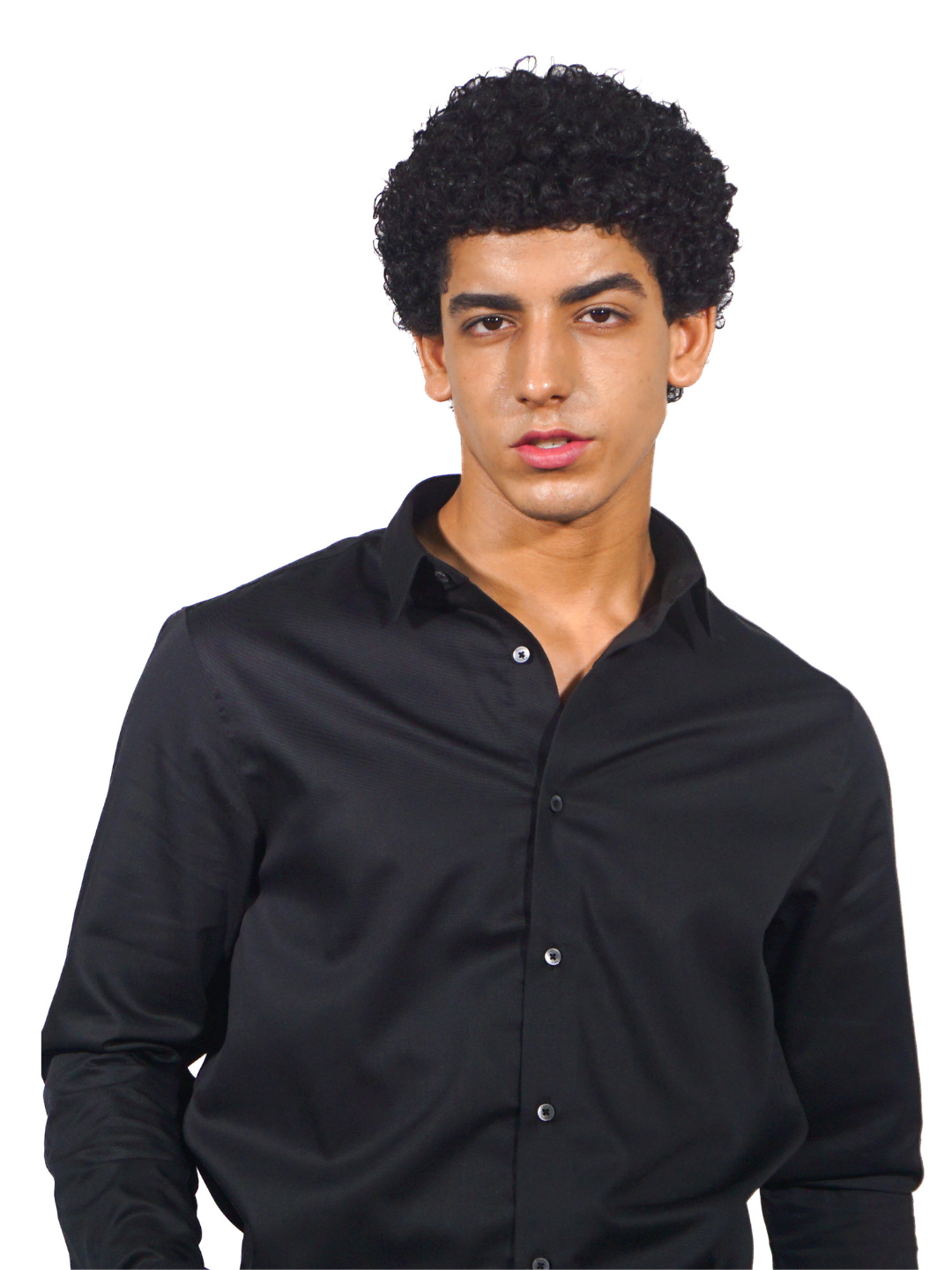 Solid Black Long Sleeve Shirt for Men