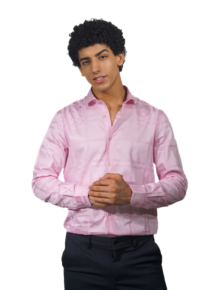 Giza lilac checked shirt for men 