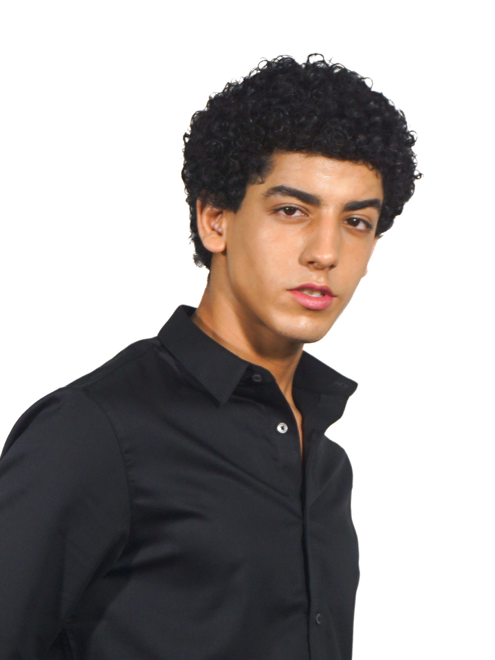 Solid Black Long Sleeve Shirt for Men