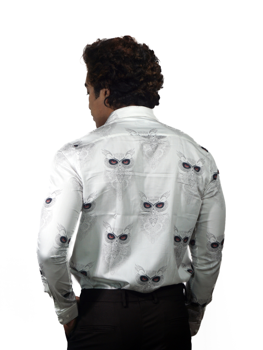 Giza Snow Owl Printed Long Sleeve Shirt for Men