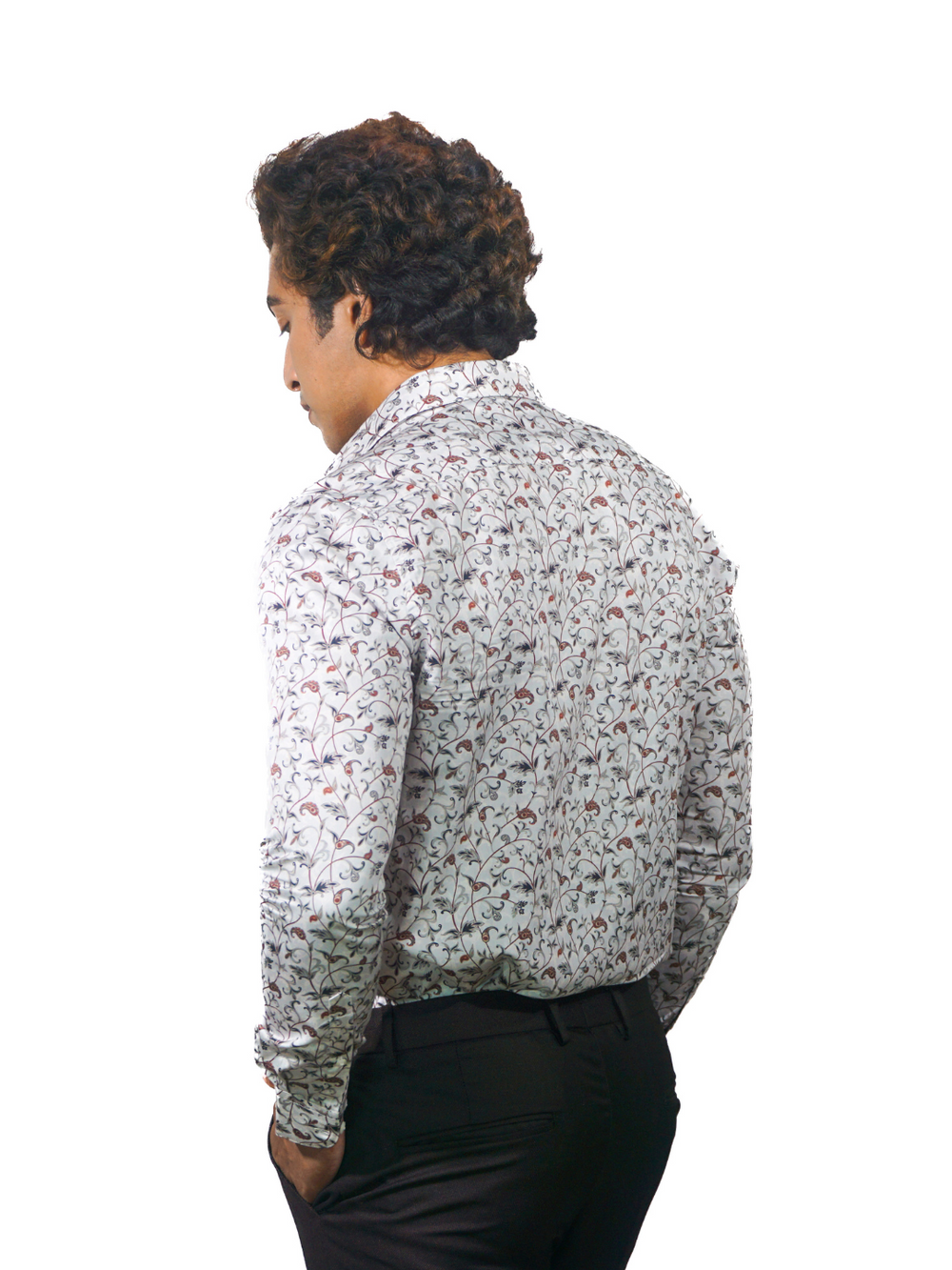 Giza Red Green Multi Color Printed Long Sleeve Shirt for Men