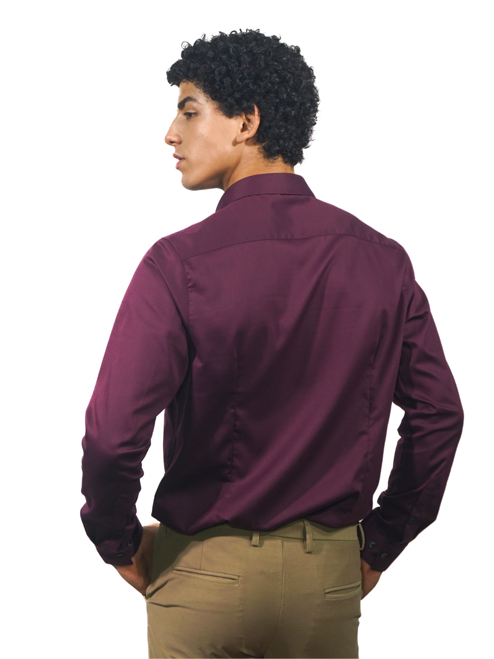 Giza Solid Red Wine Long Sleeve Shirt for Men