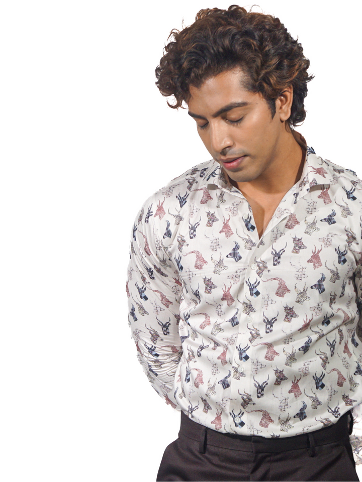 Giza Deer Printed Long Sleeve Shirt for Men