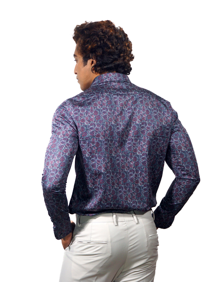 Giza Dry Rose Printed Long Sleeve Shirt  for Men