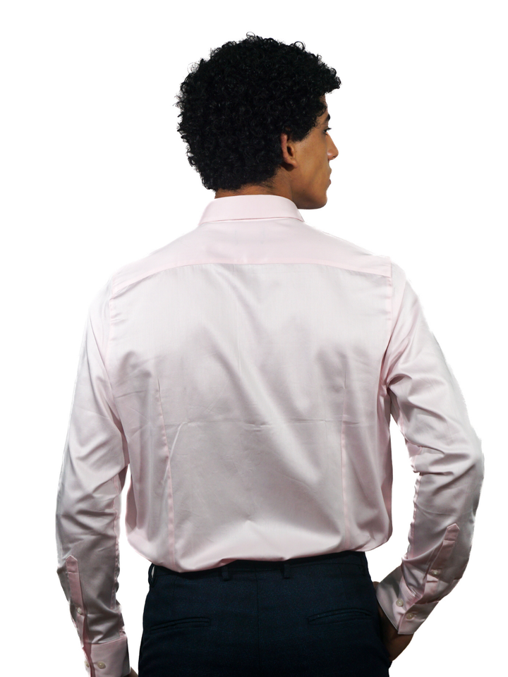 Solid Pink Long Sleeve Shirt for Men