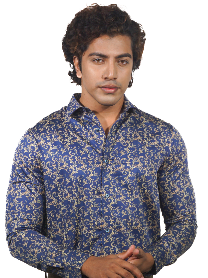 Golden Leaf Long Sleeve Shirt for Men