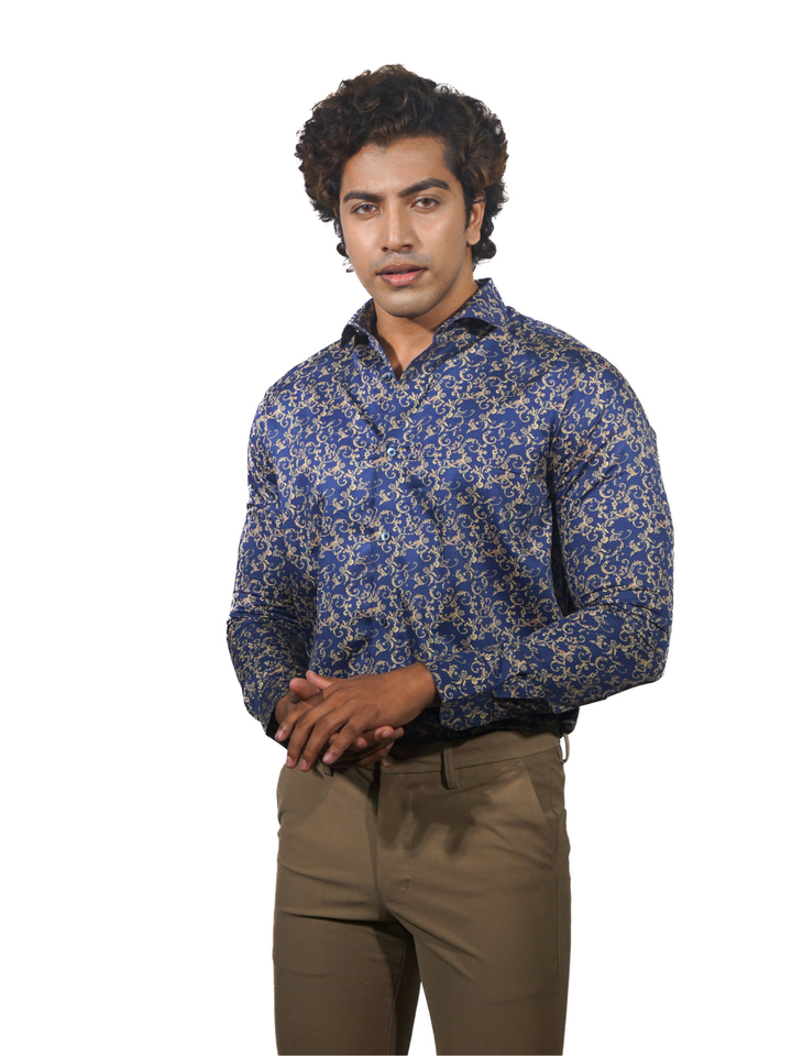 Golden Leaf Long Sleeve Shirt for Men