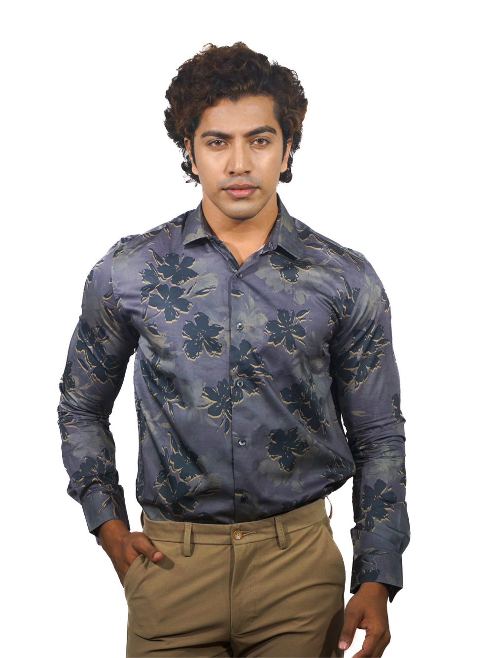 Blue Brook Floral Long Sleeve Shirt for Men