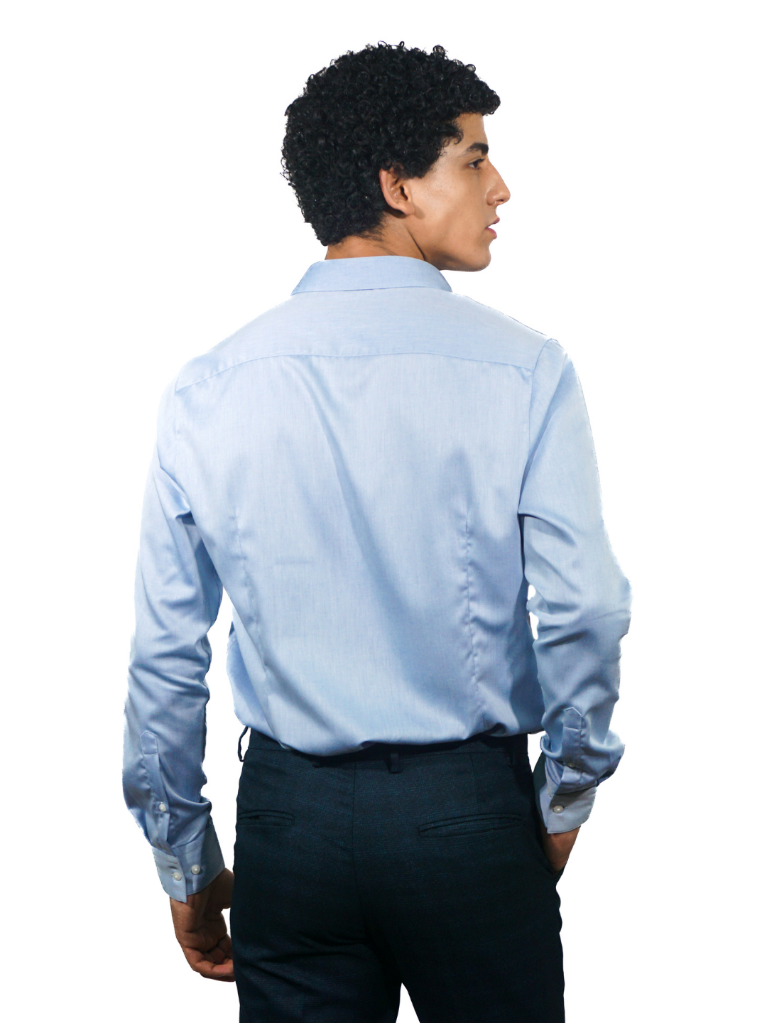 Sky Blue Twill Men's Cotton Long Sleeve Shirt
