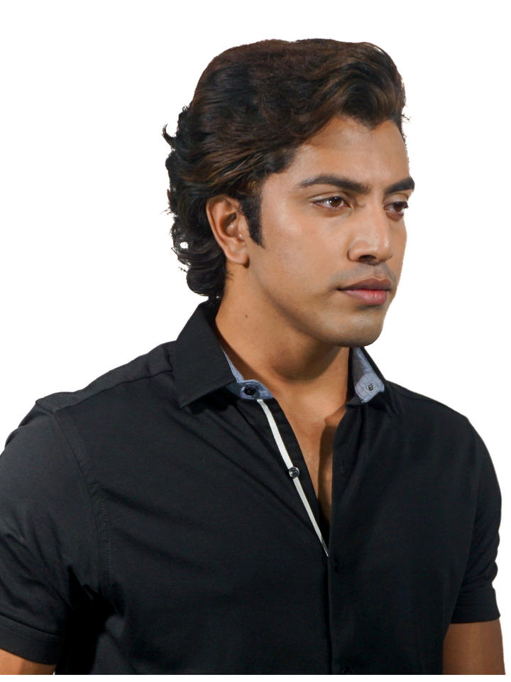 Supima black knit shirt for men 