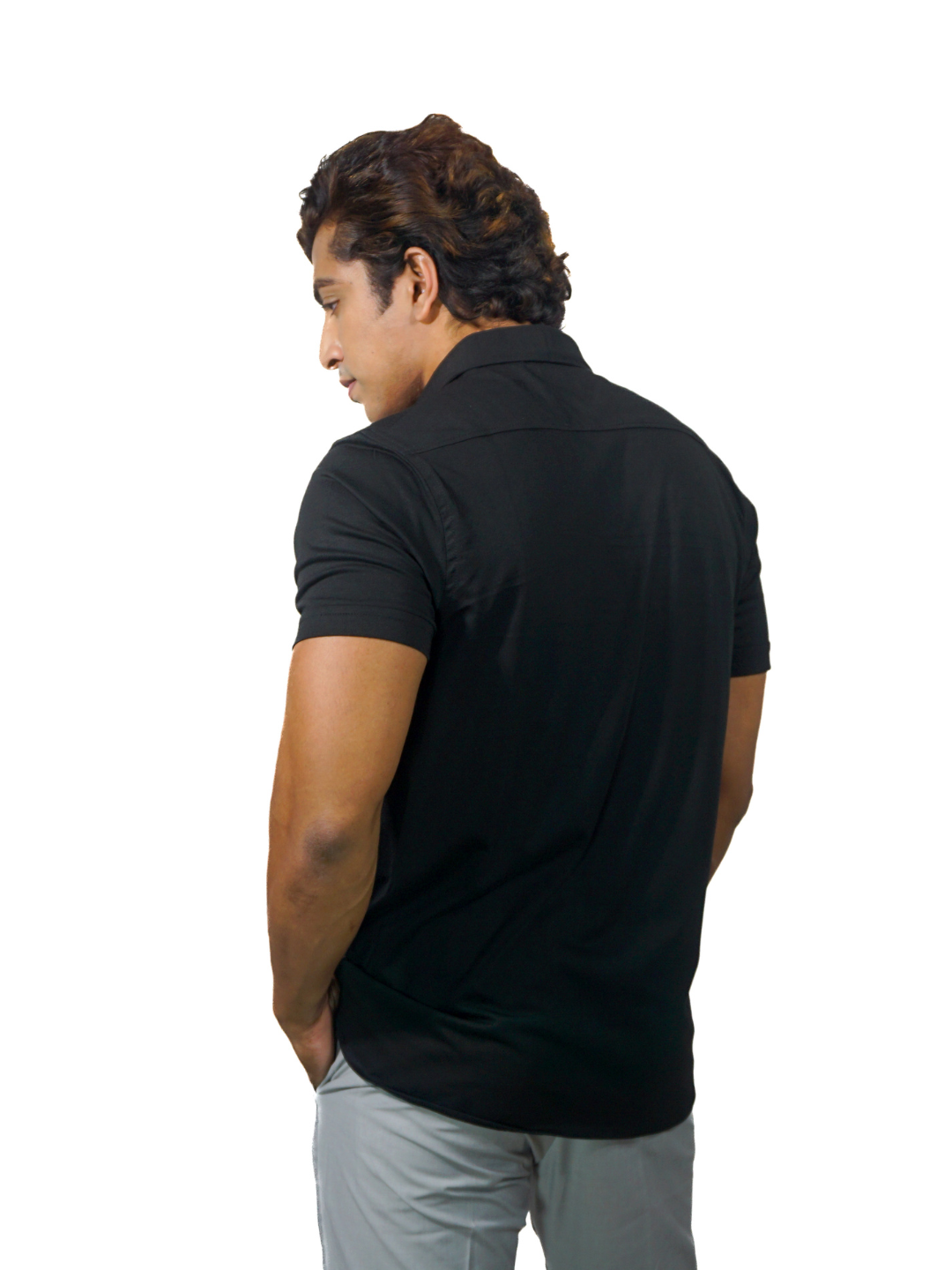 Supima black knit shirt for men 