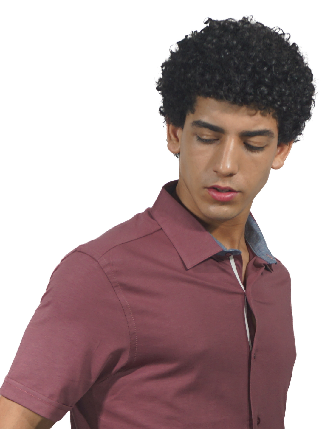 Wine Red Short Sleeve Shirt Knit Shirt for Men
